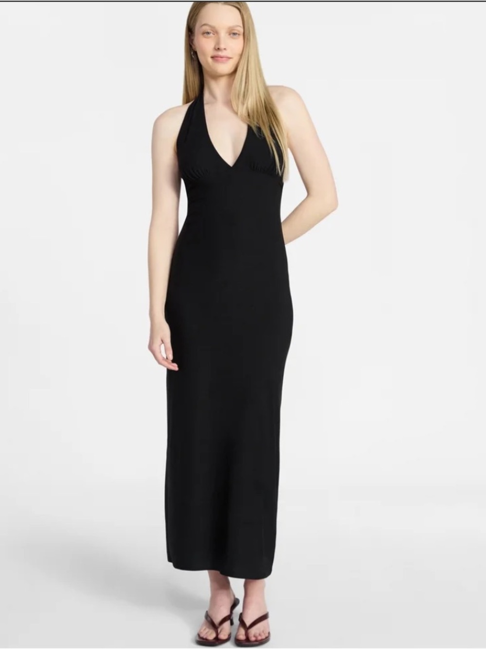 No Boundaries Black Halter V-Neck Maxi Dress